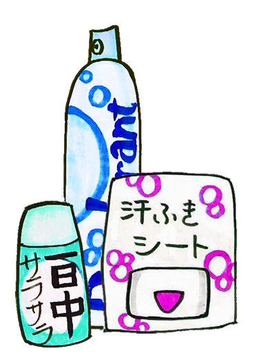 色々な汗を防ぐグッズのイラスト