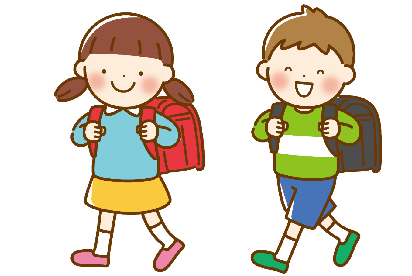 ランドセルを背負う子供たちの画像