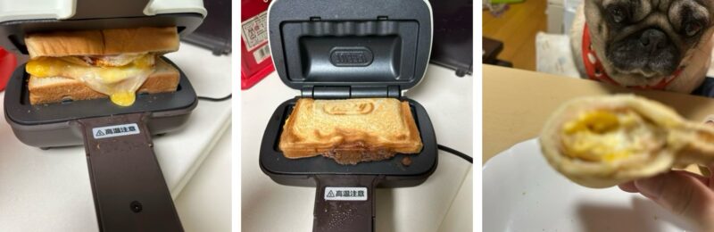 6枚切りの食パンで焼いたホットサンド